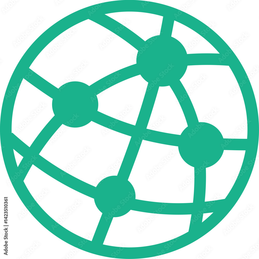 Globe Network In Circle Outline Icon Globe Network In Circle Outline Icon