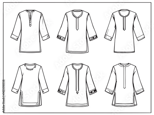 Kurta vector line art illustration