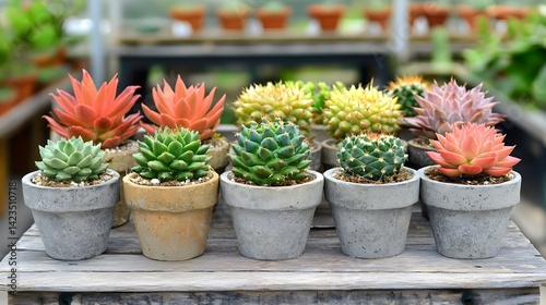 Wallpaper Mural Stylish Collection of Cacti and Succulents in Concrete Pots Torontodigital.ca
