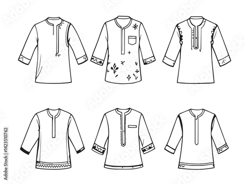 Kurta vector line art illustration