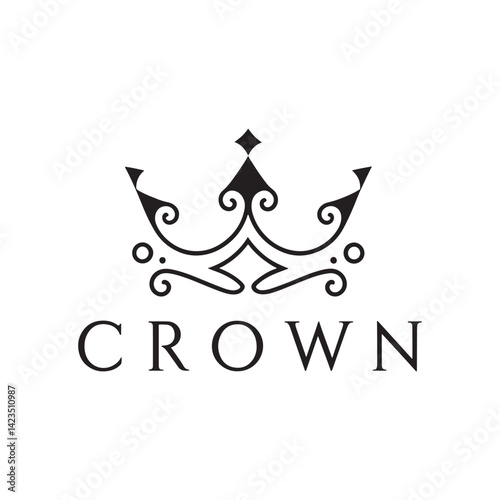 Crown Logo Design Vector, Crown Silhouette Design, Crown vector, silhouette, icon. Crown icons, vector set. Crown symbol set. King, Princess crowns. Collection of crown silhouette, photo