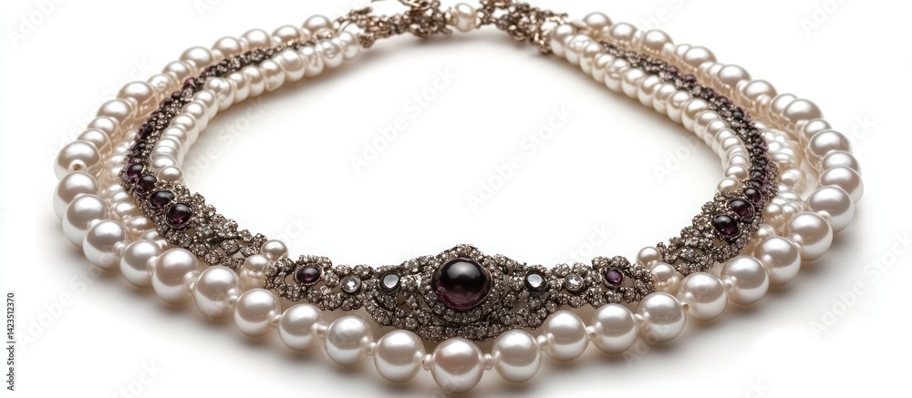 Obraz premium Elegant pearl necklace studio shot