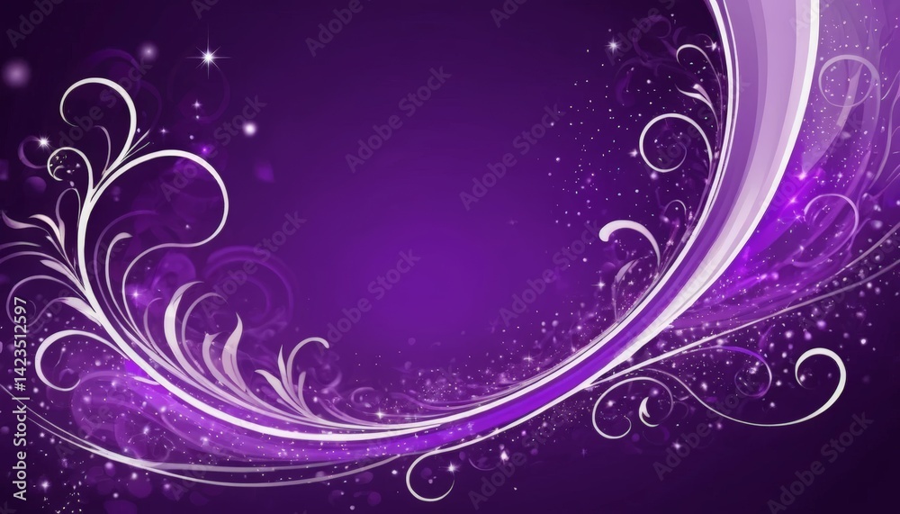 A decorative purple background with swirling floral patterns, creating an elegant and whimsical design. Great for invitations, backgrounds, or artistic projects. A decorative purple background with swirling floral patterns, creating an elegant and whimsical design. Great for invitations, backgrounds, or artistic projects.