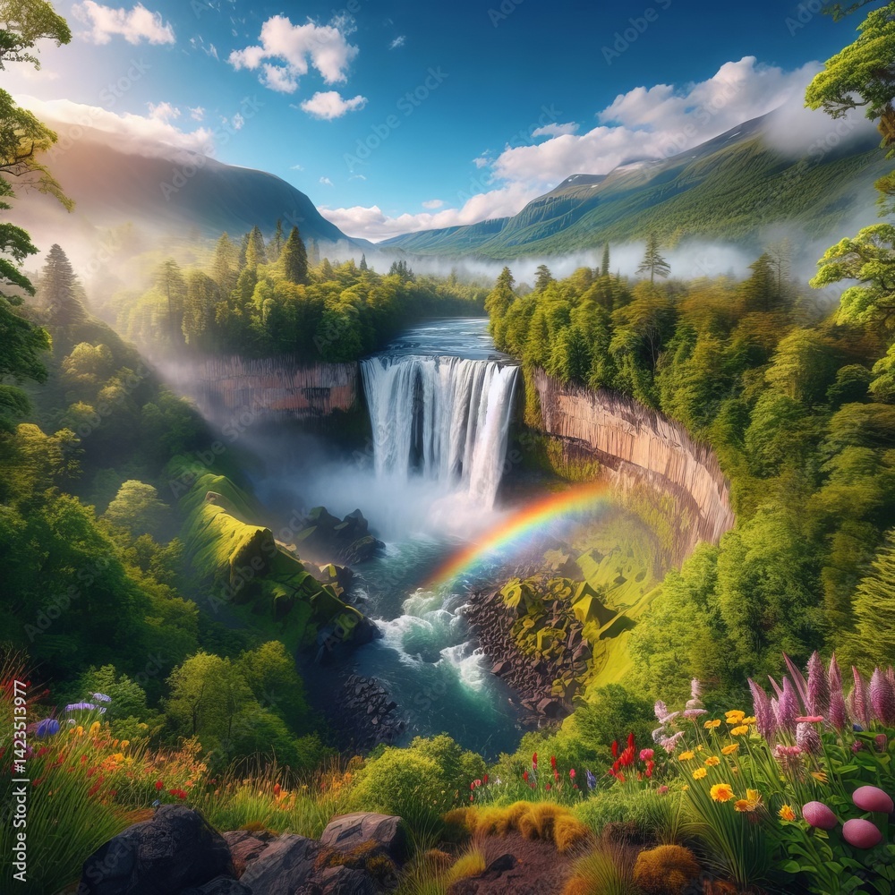 Fototapeta premium Inland Waterfall from any coastline