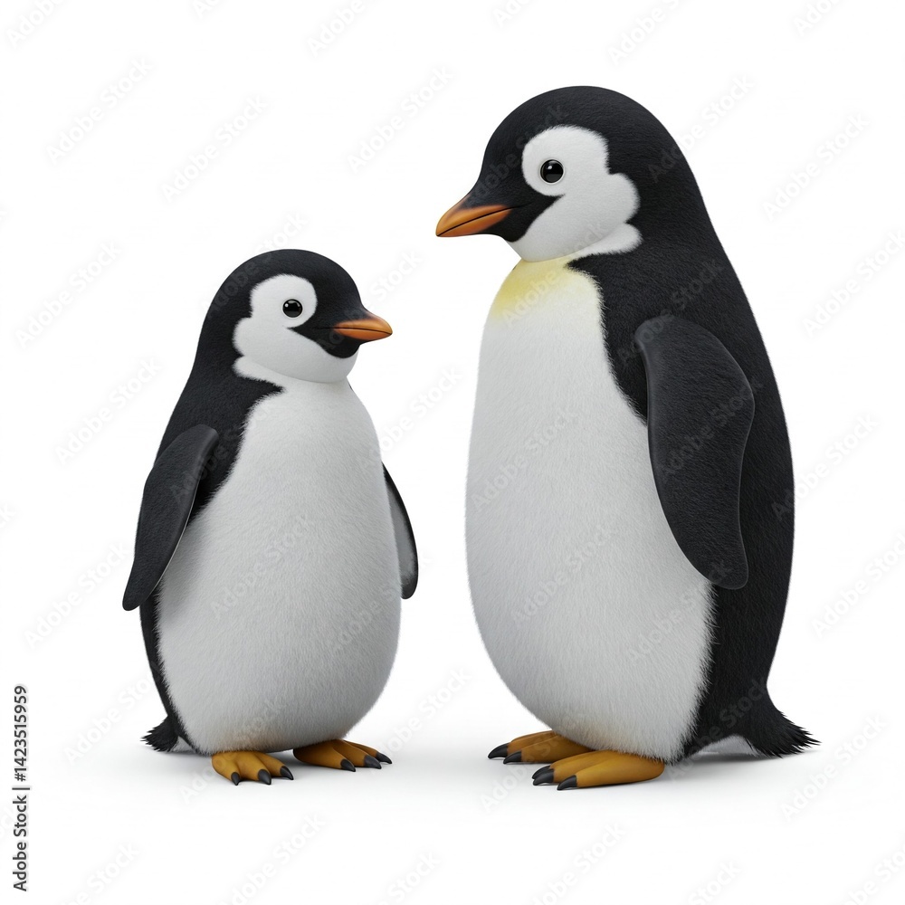 Fototapeta premium two penguins on a white background