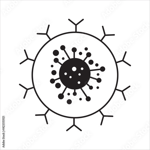 Virus icon. Black disease symbol. Epidemic sign