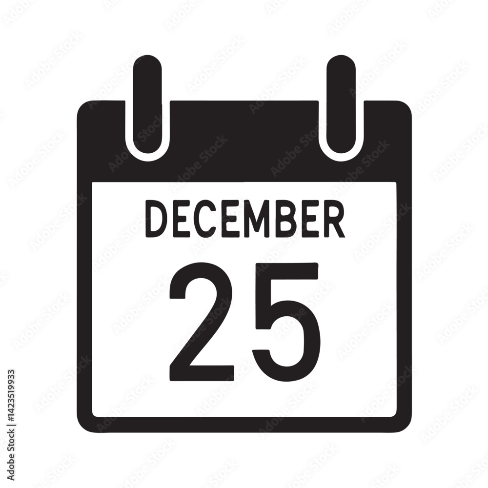 December 25 calendar vector illustration in flat style December 25 calendar vector illustration in flat style