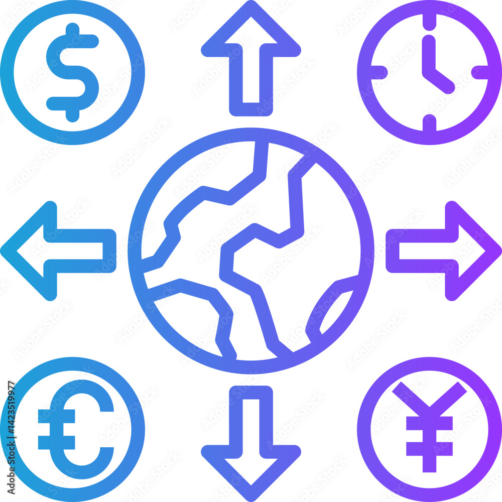 Hourly Rate line gradient icon Hourly Rate line gradient icon