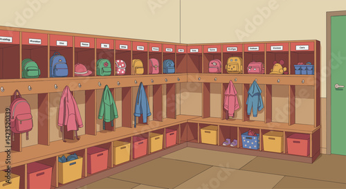 Kindergarten Locker Room Illustration
