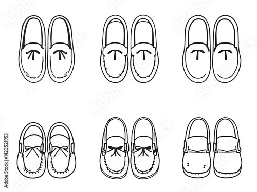 Moccasins vector line art illustration