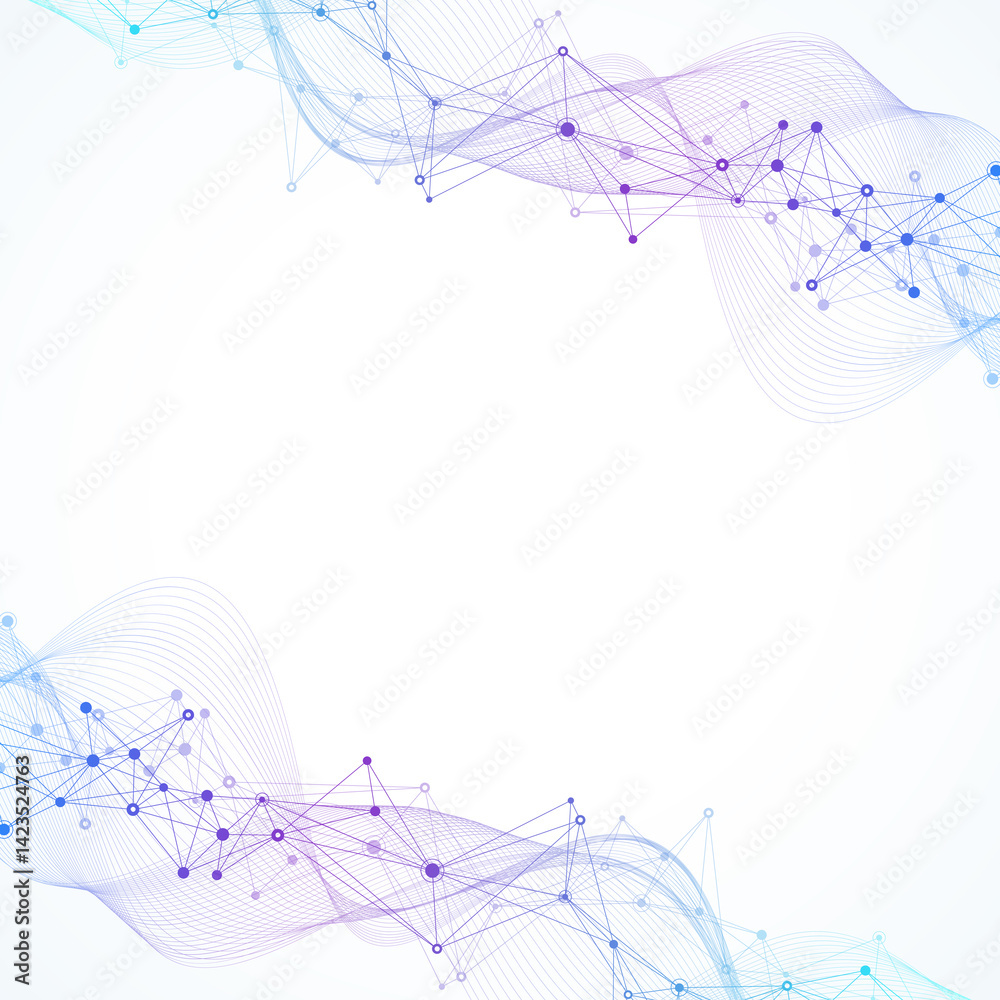Digits abstract background with connected line and dots, wave flow. Digital neural networks. Network and connection background for your presentation. Graphic polygonal background, illustration Digits abstract background with connected line and dots, wave flow. Digital neural networks. Network and connection background for your presentation. Graphic polygonal background, illustration
