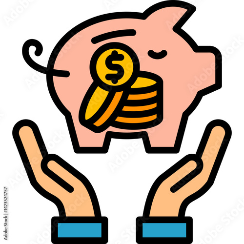 Savings lineal color icon
