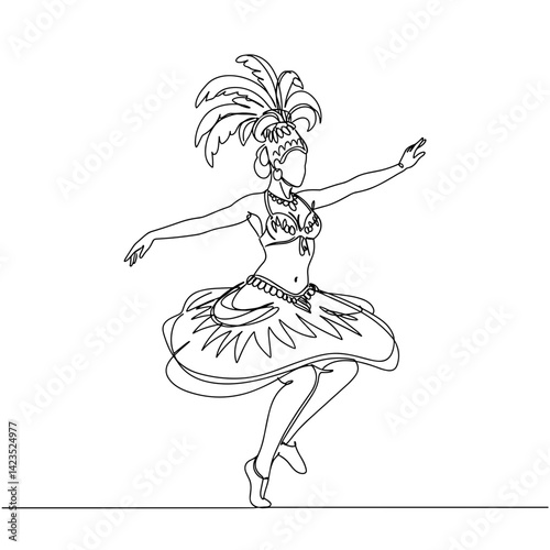 Dancer in Costume Performing Joyful Dance Against White Background  