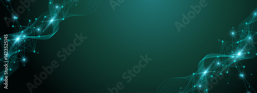 Global network connection banner design template. Header social network communication in the global business concept. Big data visualization. Internet technology