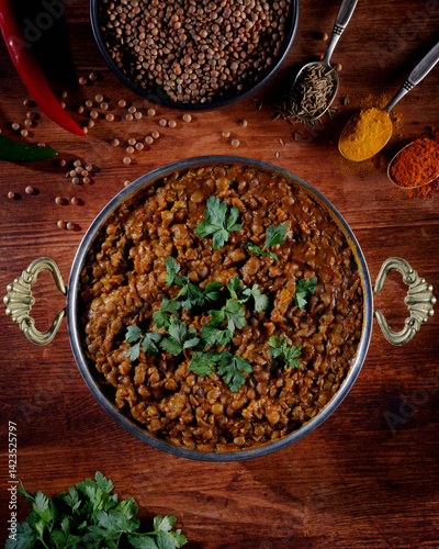 Lentil dal on an Indian plate
