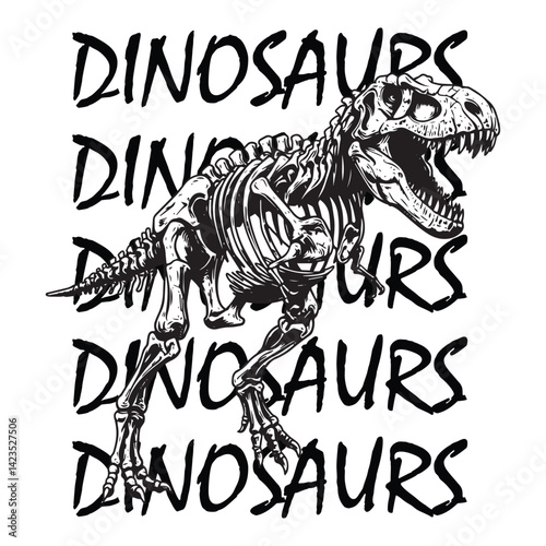 Dinosaurs fossils and bones hand drawn vector illustration