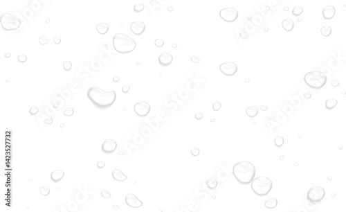 Realistic water drops. PNG drops, condensation on the window, transparent water drop. Abstract water drops, bubbles on transparent background, digital liquid design, Stock royalty free