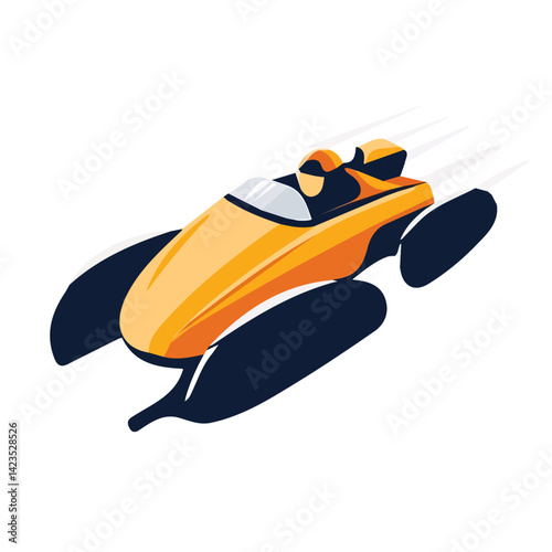 A Very Simple flat 2D icon bobsled racing isolated on transparent background, vector, flat design, animation design, vector, simple flat 2D icon, minimalist design, clipart