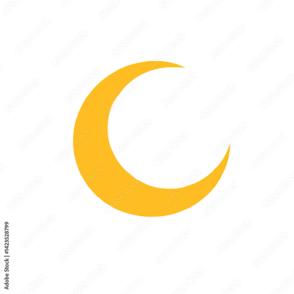 A Very Simple flat 2D icon crescent isolated on a transparent background, vector, flat design, animation design, vector, simple flat 2D icon, minimalist design, clipart