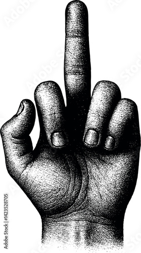 Middle Finger vector black silhouette cricut print design isolated on a plain white background