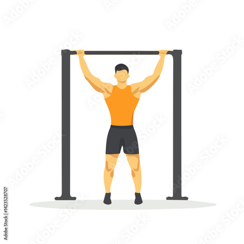 A Very Simple flat 2D icon calisthenics exercise isolated on a transparent background, vector, flat design, animation design, vector, simple flat 2D icon, minimalist design, clipart