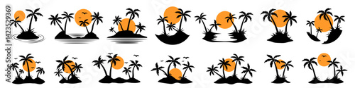 island logo vector. palm island.