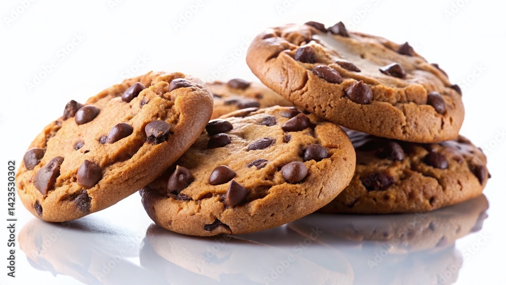 Silhouette of Delicious Chocolate Chip Cookies Isolated on White Silhouette of Delicious Chocolate Chip Cookies Isolated on White