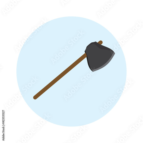 Axe Tool Vector Illustration Weapon Woodcutting Sharp Metal Blade Handle Design Icon Isolated