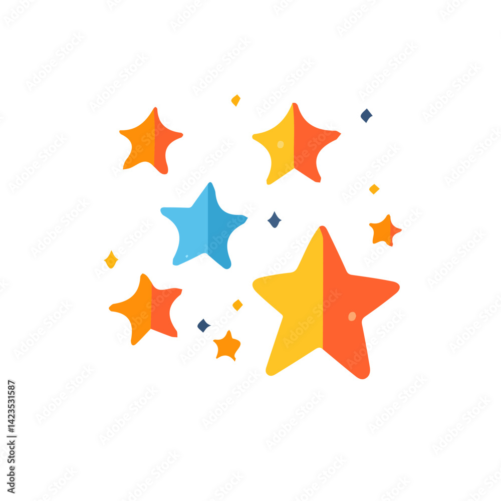 Obraz premium A Very Simple flat 2D icon star dust isolated on a transparent background, vector, flat design, animation design, vector, simple flat 2D icon, minimalist design, clipart, EPS, vector