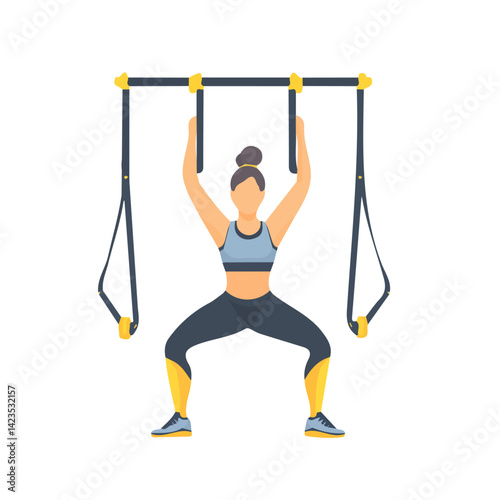 My Simple flat 2D icon of a Collection of TRX core workout isolated on a transparent background, vector, flat design, animation design, simple flat 2D icon, eps format