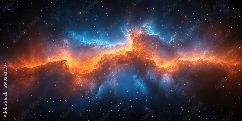 Fototapeta premium Stunning cosmic nebula illuminated by vibrant colors in a deep space setting