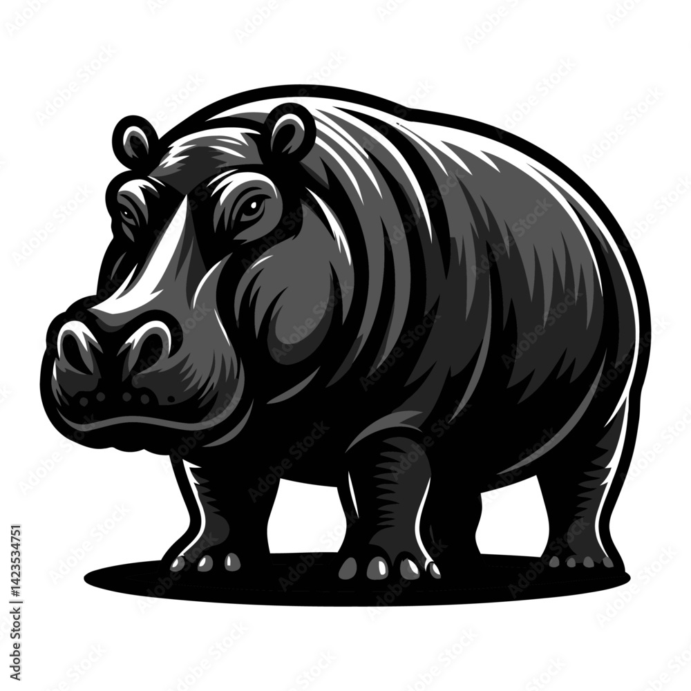 Fototapeta premium hippopotamus vector and illustrations on white background.