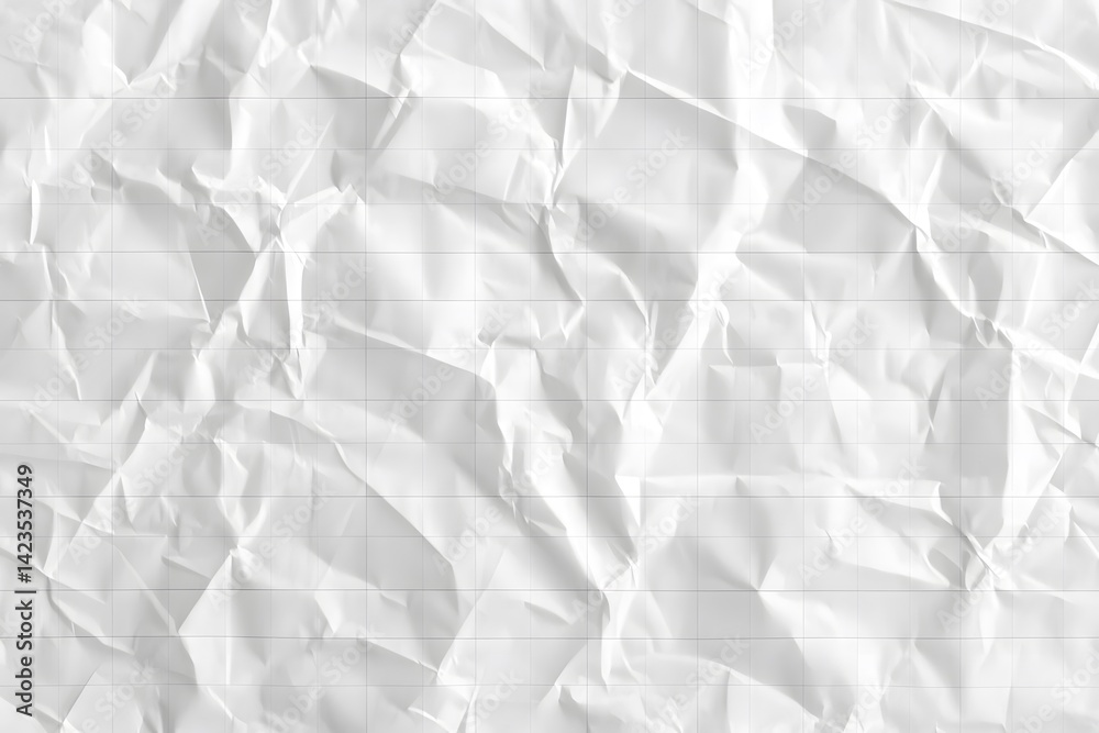 Crumpled white graph paper with faint grid lines. Crumpled white graph paper with faint grid lines.