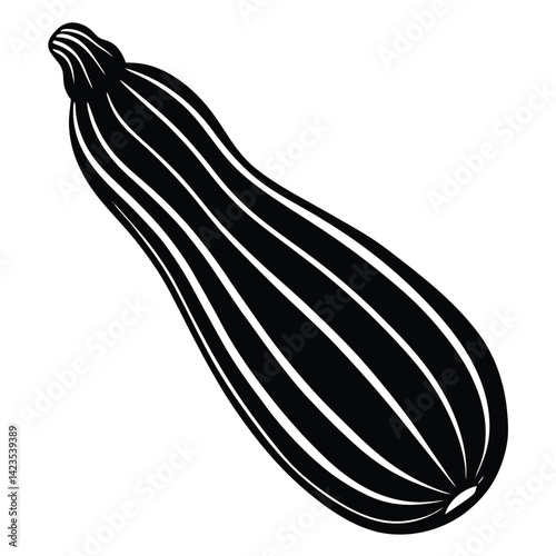 Black silhouette of a zucchini on a white background 