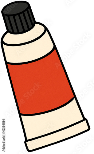 Flat illustration of red paint tube
