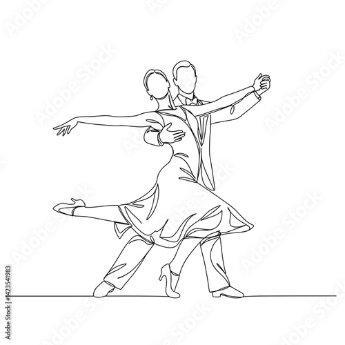 Dancing couple in elegant pose on a minimalist background  