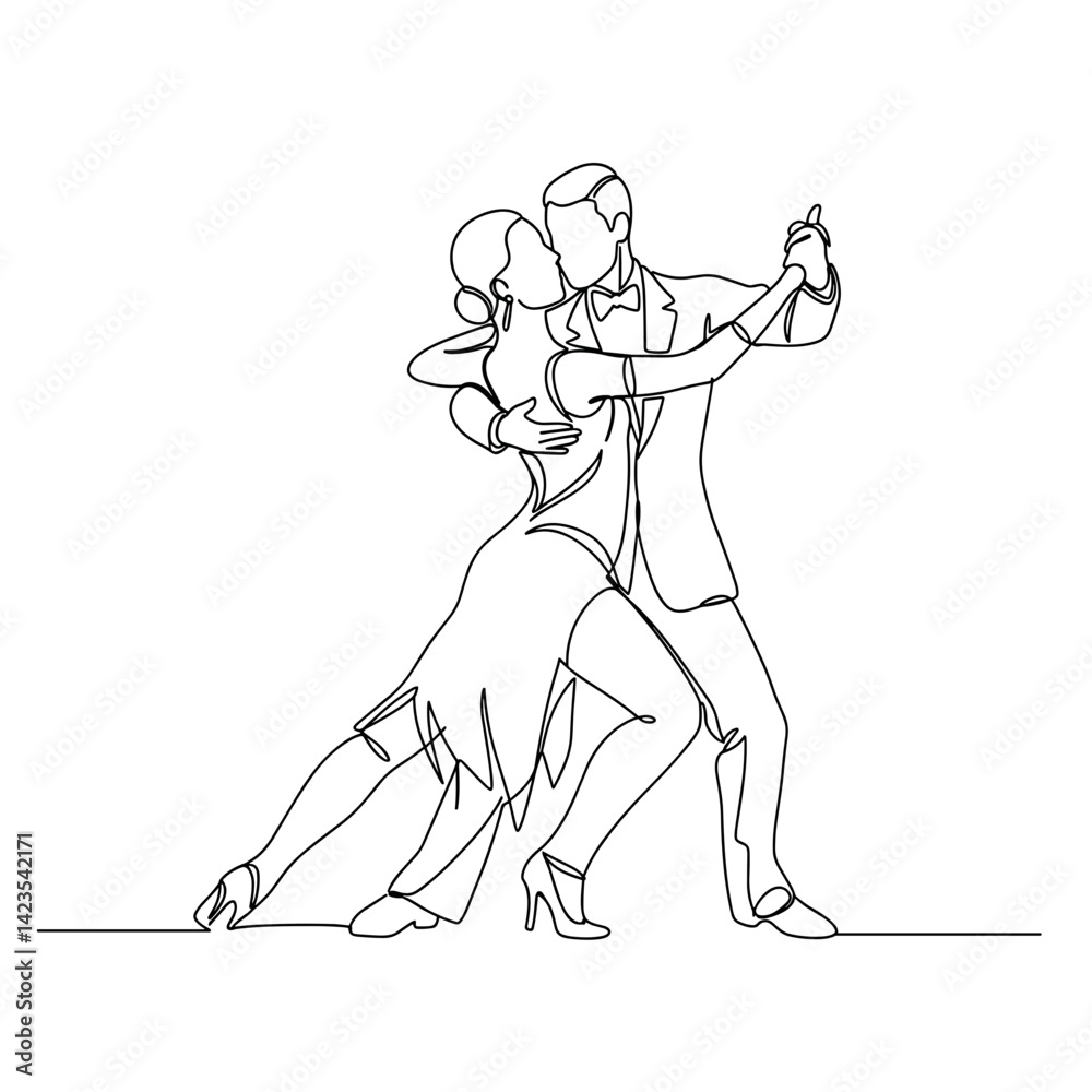 Fototapeta premium Elegant Couple Dancing in Tango Pose on a Minimalistic Background 