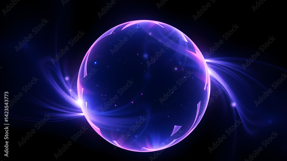 Fototapeta premium Plasma Light Ball on black background Generative AI