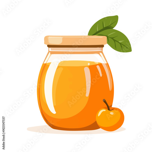  A Very Simple flat 2D icon of a Collection of apricot jam jar illustration isolated on a transparent background, vector, flat design, animation design, vector, simple flat 2D icon, eps