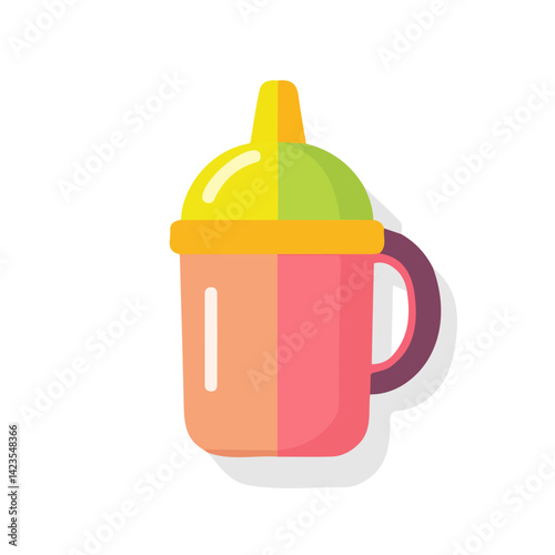 A Simple flat 2D icon of a set of  baby sippy cup collection isolated on a transparent background, vector, flat design, animation design, simple flat 2D icon, minimalist