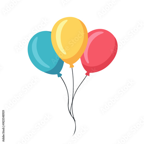  A Very Simple flat 2D icon of a Collection of balloons isolated on a transparent background, vector, flat design, animation design, vector, simple flat 2D icon, eps