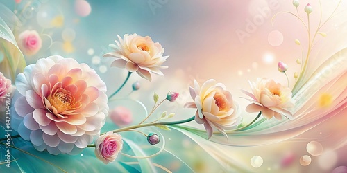 Pastel Floral Swirls: Elegant Minimalist Abstract Art Background