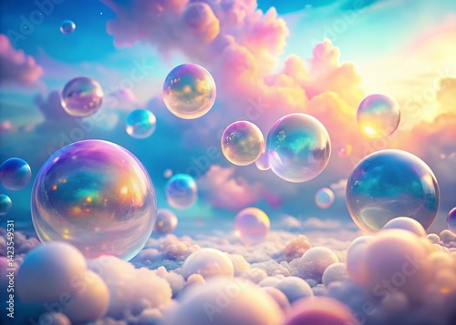 Pastel Bubble Dreamscape: Ethereal Floating Bubbles in a Soft, Dreamy Landscape