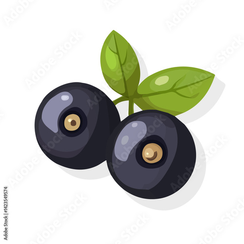 My Simple flat 2D illustration bilberry isolated on a transparent background, vector, flat design, animation design, simple flat 2D icon, clipart