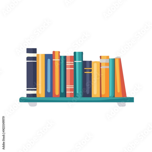 My Simple flat 2D illustration of bookshelf set isolated on a transparent background, vector, flat design, animation design, simple flat 2D icon, EPS Format