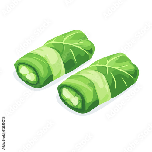 My Simple flat 2D illustration cabbage rolls isolated on a transparent background, vector, flat design, animation design, simple flat 2D icon, clipart