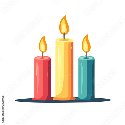 My Simple flat 2D illustration Candles isolated on a transparent background, vector, flat design, animation design, simple flat 2D icon, clipart