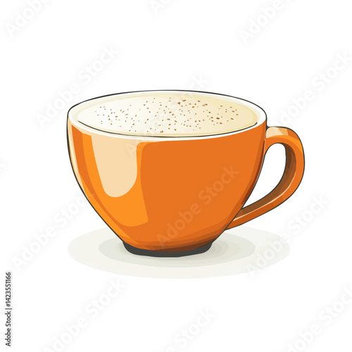 A Simple flat 2D icon, cappuccino cup with foam isolated on a transparent background, vector, flat design, animation design, simple flat 2D icon, minimalist design