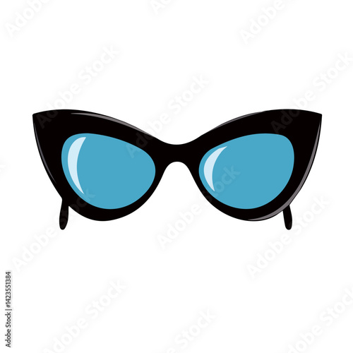 My Simple flat 2D illustration of cat-eye sunglasses isolated on a transparent background, vector, flat design, animation design, simple flat 2D icon, clipart, EPS format