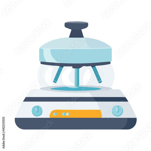 A Simple flat 2D icon of a centrifuge machine isolated on a transparent background, vector, flat design, animation design, simple flat 2D icon, minimalist design, clipart, illustration